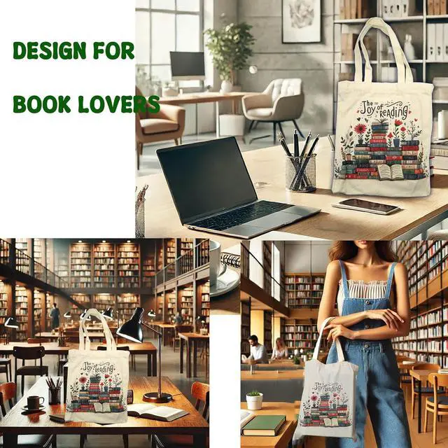 Alt view image 4 of 7 - Canvas Tote Bag for Women Book Bags for Women Book Accessories Bookish Gifts and Book Lovers Gifts 14" x 15" (5.BookLay)
