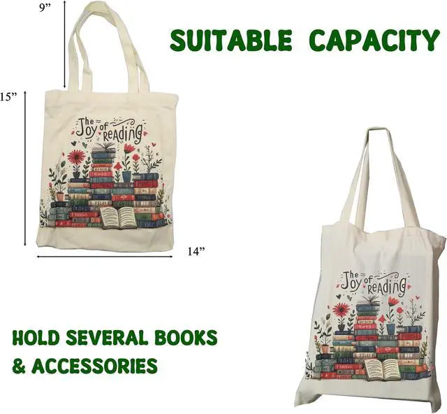 Alt view image 5 of 7 - Canvas Tote Bag for Women Book Bags for Women Book Accessories Bookish Gifts and Book Lovers Gifts 14" x 15" (5.BookLay)