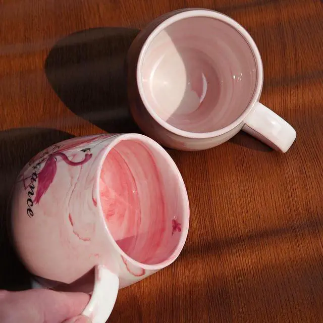 Alt view image 6 of 7 - 10 oz Marble Ceramic Coffee Mug Pink Latte Mugs Lightweight Tea Cup | Dishwasher & Microwave Safe for Women Birthday Christmas Wedding