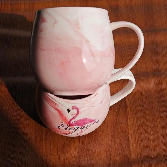 Alt view image 7 of 7 - 10 oz Marble Ceramic Coffee Mug Pink Latte Mugs Lightweight Tea Cup | Dishwasher & Microwave Safe for Women Birthday Christmas Wedding