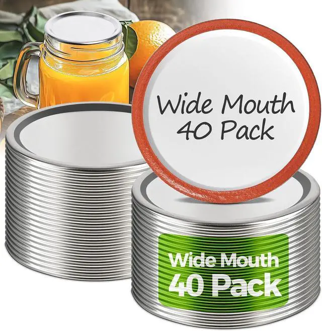 Main image of ComSaf Wide Mouth Mason Jar Lids 40 Pack | Canning Lids, Electric Vacuum Sealer Compatible, Pickling Fermenting Jam, Kitchen Replacement Supply, Hot Water Bath