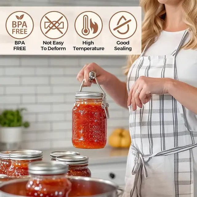 Alt view image 2 of 7 - ComSaf Wide Mouth Mason Jar Lids 40 Pack | Canning Lids, Electric Vacuum Sealer Compatible, Pickling Fermenting Jam, Kitchen Replacement Supply, Hot Water Bath