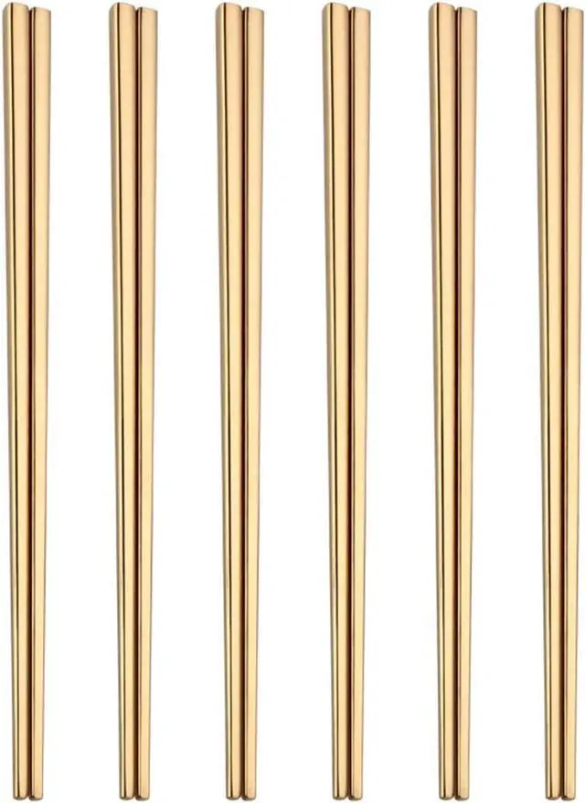 Main image of Stainless Steel Chopsticks,Reusable ,Dishwasher Safe , Easy to Use6 PCS,golden