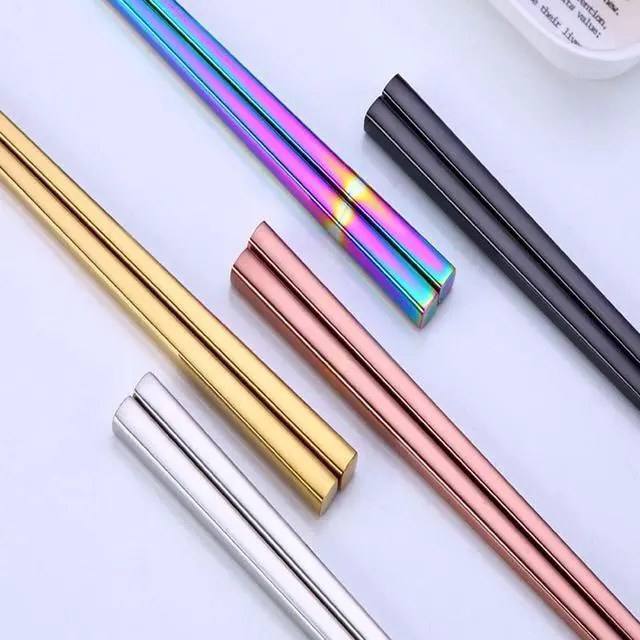 Alt view image 2 of 6 - Stainless Steel Chopsticks,Reusable ,Dishwasher Safe , Easy to Use6 PCS,golden