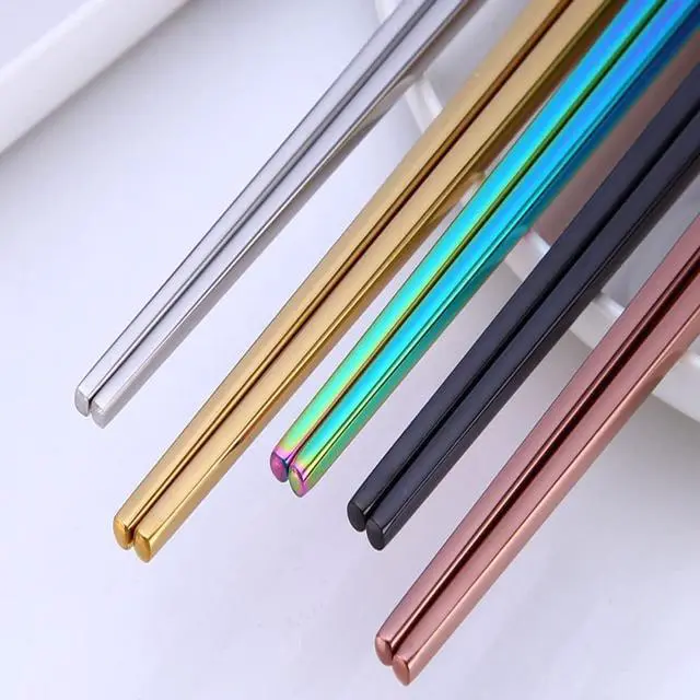 Alt view image 3 of 6 - Stainless Steel Chopsticks,Reusable ,Dishwasher Safe , Easy to Use6 PCS,golden