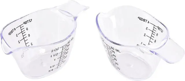 Main image of 2 Pack Small Measuring Cups, 2oz/60ml Mini Measuring Cup with tsp/Tbsp/oz/ml Markings, Clear Easy-Read Scale for Kitchen, Resin, DIY, Beauty Mixing (2)