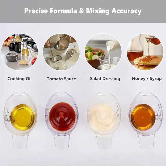 Alt view image 2 of 7 - 2 Pack Small Measuring Cups, 2oz/60ml Mini Measuring Cup with tsp/Tbsp/oz/ml Markings, Clear Easy-Read Scale for Kitchen, Resin, DIY, Beauty Mixing (2)