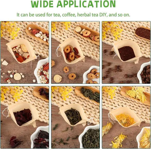 Alt view image 5 of 7 - 300 Tea Bags for Loose Tea, Disposable Tea Bags with Drawstring | Unbleached Tea Filter Bags Empty Tea Bags for Loose Leaf Tea and Coffee (3.54 x 2.75 inch)