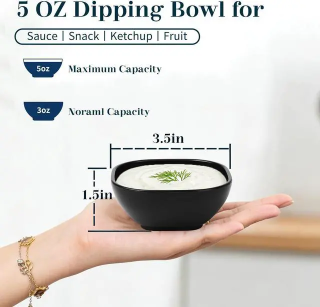 Alt view image 2 of 7 - Wheat Straw Small Bowls 5 OZ, Unbreakable Soy Sauce Dish - Black | Microwave Safe Dipping Bowls Set of 6, Plastic Ramekins, Dipping Sauce Cups, Small Dip Bowls for Party, Outdoor, Kitchen
