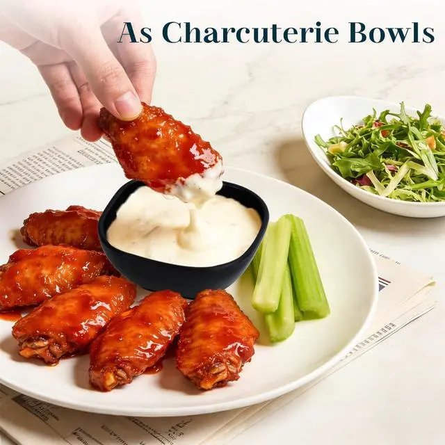 Alt view image 5 of 7 - Wheat Straw Small Bowls 5 OZ, Unbreakable Soy Sauce Dish - Black | Microwave Safe Dipping Bowls Set of 6, Plastic Ramekins, Dipping Sauce Cups, Small Dip Bowls for Party, Outdoor, Kitchen