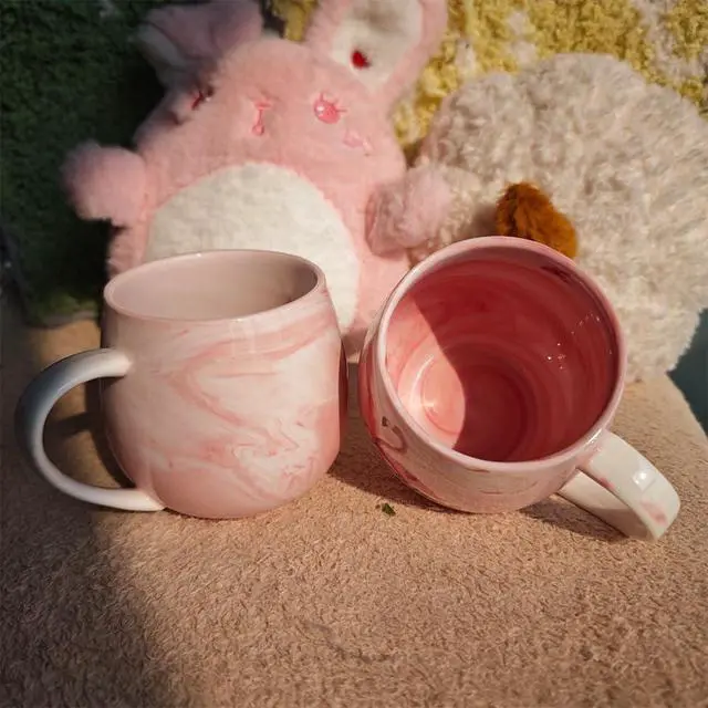 Alt view image 5 of 7 - 10 oz Marble Ceramic Coffee Mug Pink Latte Mugs Lightweight Tea Cup | Dishwasher & Microwave Safe for Women Birthday Christmas Wedding
