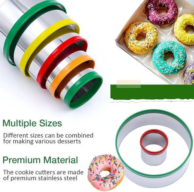 Alt view image 4 of 7 - Alimat PluS Round Biscuit Cutter Set, 12 Pack Circle Cookie Cutters | Stainless Steel Donut Cutter with Colorful Rubber Coating, Different Sizes for Dough, Fondant, Clay