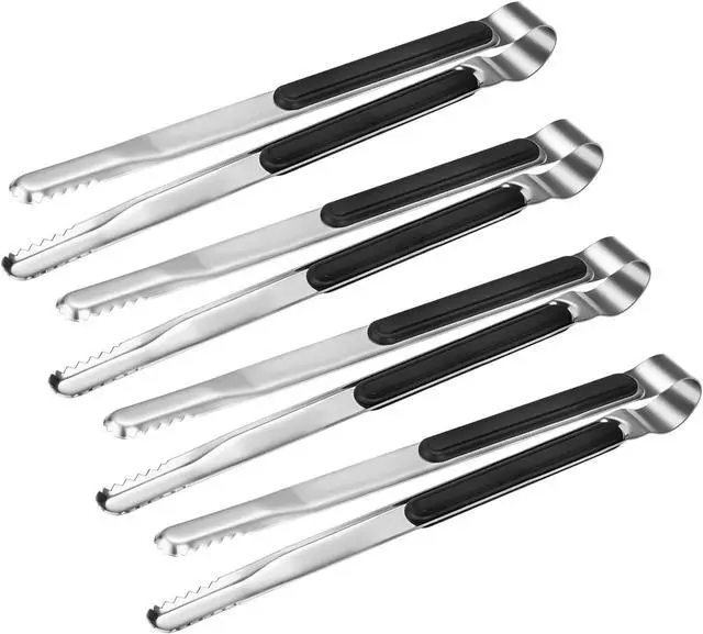 Main image of 4 Pack Premium Stainless Steel Kitchen Tongs, Serving Tongs for Cooking | 10 inch XEVOM Metal Food Tongs with Non-Slip Grip, Heat Resistant Grill Tongs