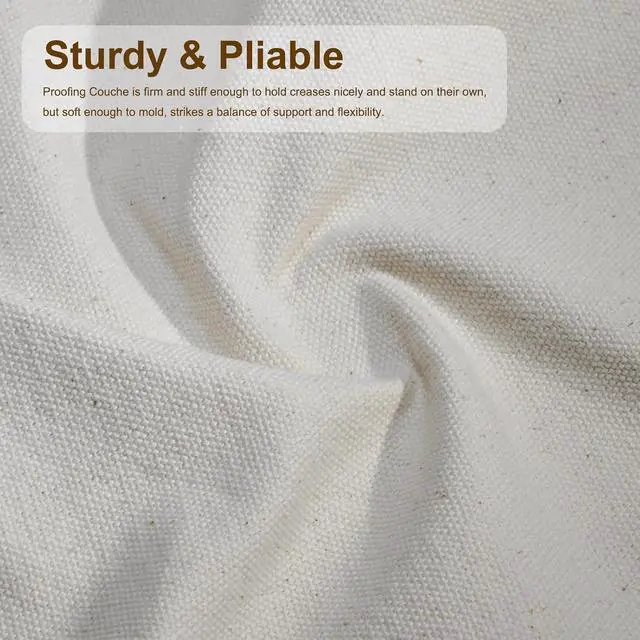 Alt view image 2 of 7 - Prutomr Dough Proofing Cloth 35"x26" Large, Professional Heavy Duty Bakers Couche for Bagutter Loaves, 100% Natural Unbleached Cotton Fabric Towel for French Baguettes, Shaping Tool for Bread Baking
