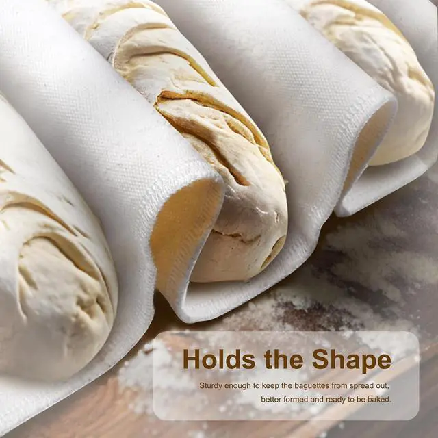 Alt view image 5 of 7 - Prutomr Dough Proofing Cloth 35"x26" Large, Professional Heavy Duty Bakers Couche for Bagutter Loaves, 100% Natural Unbleached Cotton Fabric Towel for French Baguettes, Shaping Tool for Bread Baking