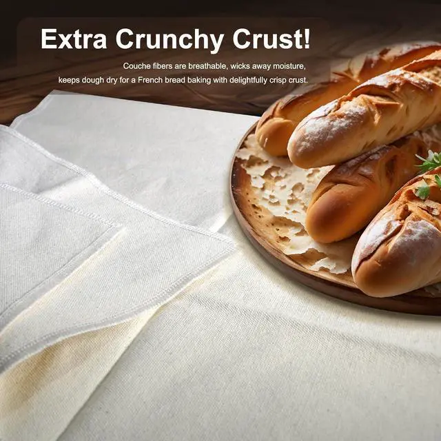Alt view image 6 of 7 - Prutomr Dough Proofing Cloth 35"x26" Large, Professional Heavy Duty Bakers Couche for Bagutter Loaves, 100% Natural Unbleached Cotton Fabric Towel for French Baguettes, Shaping Tool for Bread Baking