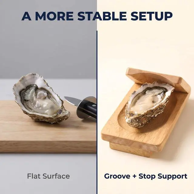 Alt view image 5 of 7 - Oyster Shucking Opener Oyster Opener Seafood Clamp Tool Holder Shellfish Hand Shellcrab Oyster Knife Shucker Sheller Easy Install Easy to Use Specialty Tools,