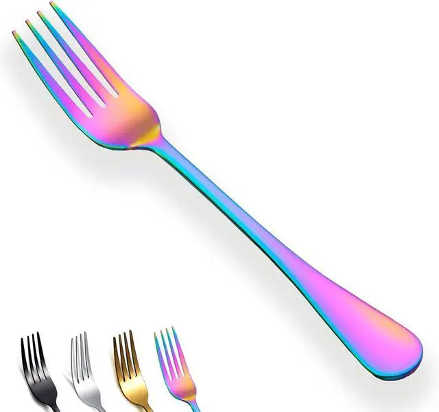 Main image of Rainbow Dinner Forks Set of 4, Berglander Stainless Steel Titanium Mutil-Color Plating Fork Set, Colorful Forks And Spoons Silverware, Table Forks Set Sturdy And Dishwasher Safe