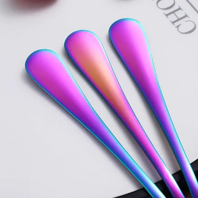 Alt view image 6 of 7 - Rainbow Dinner Forks Set of 4, Berglander Stainless Steel Titanium Mutil-Color Plating Fork Set, Colorful Forks And Spoons Silverware, Table Forks Set Sturdy And Dishwasher Safe