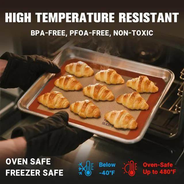 Alt view image 3 of 7 - Silicone Baking Mat Set by PrettyCare (2 Half Sheet and 1 Quarter Sheet) Non Stick Cookie Baking Supplies for Bake Pans & Toaster Oven - Macaron/Pastry/Bun/Bread