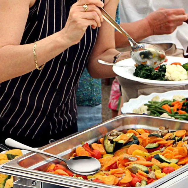 Alt view image 2 of 7 - 4-Piece Serving Spoon Set - Includes 2 Serving Spoons and 2 Slotted Spoons, Large Cutlery for Catering Buffet, Mirror Polished, Dishwasher Safe, 8.7 Inches