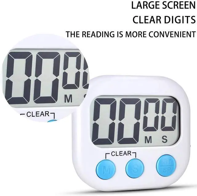 Alt view image 7 of 7 - AOUCE Digital Kitchen Timers for Cooking, Timer for Kids 2 Pack White | Big Digits, Loud Alarm, Strong Magnetic, Large Screen, Count Down/Up, Classroom Timers for Teacher Supplies