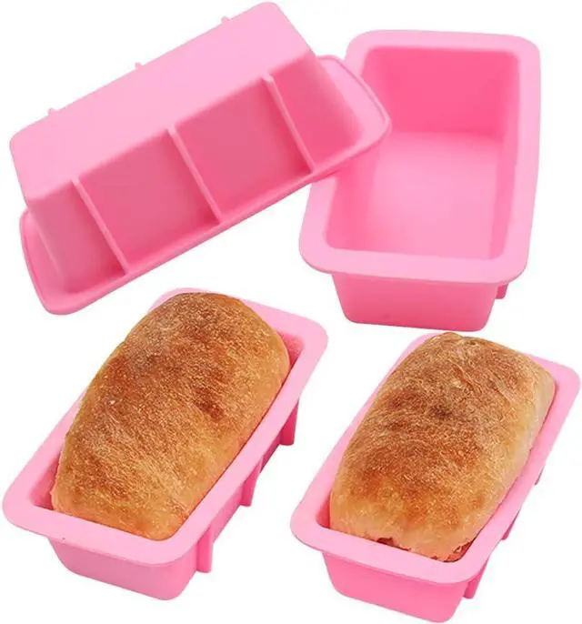 Main image of BAKER DEPOT Silicone Mini Bread Loaf Pans for Baking Nonstick Small Toast Cake Bakeware 6.5 inch Rectangle Mould DIY Handmade Soap Set of 4