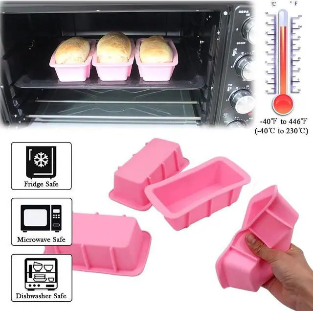 Alt view image 4 of 6 - BAKER DEPOT Silicone Mini Bread Loaf Pans for Baking Nonstick Small Toast Cake Bakeware 6.5 inch Rectangle Mould DIY Handmade Soap Set of 4