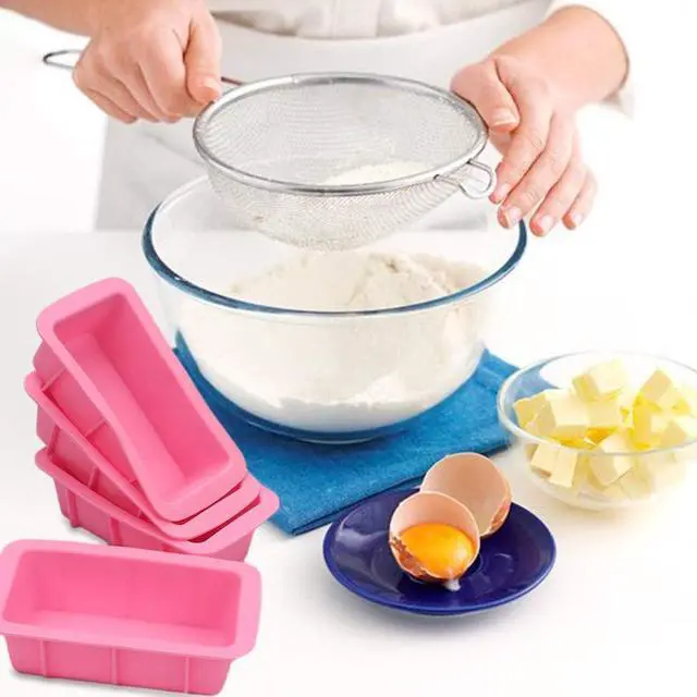 Alt view image 5 of 6 - BAKER DEPOT Silicone Mini Bread Loaf Pans for Baking Nonstick Small Toast Cake Bakeware 6.5 inch Rectangle Mould DIY Handmade Soap Set of 4