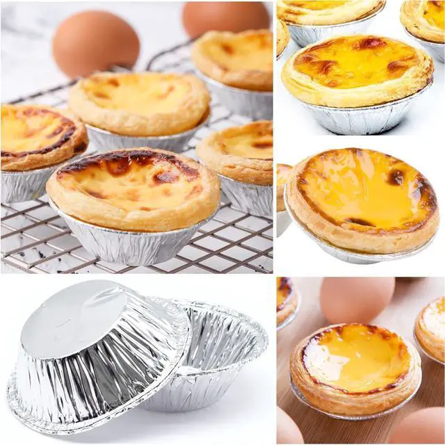 Alt view image 3 of 7 - 200 PCS Egg Tart Baking Cups, Disposable Aluminum Foil Liners for Pudding, Cupcake, Muffin, Creme Brulee Baking