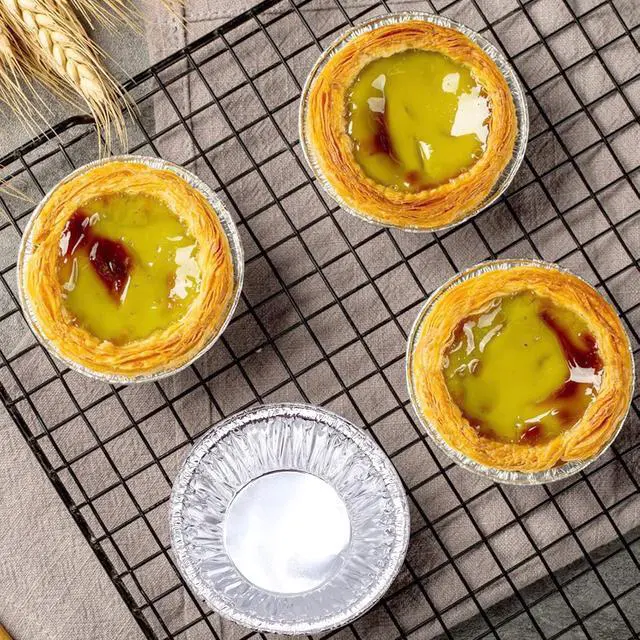 Alt view image 4 of 7 - 200 PCS Egg Tart Baking Cups, Disposable Aluminum Foil Liners for Pudding, Cupcake, Muffin, Creme Brulee Baking