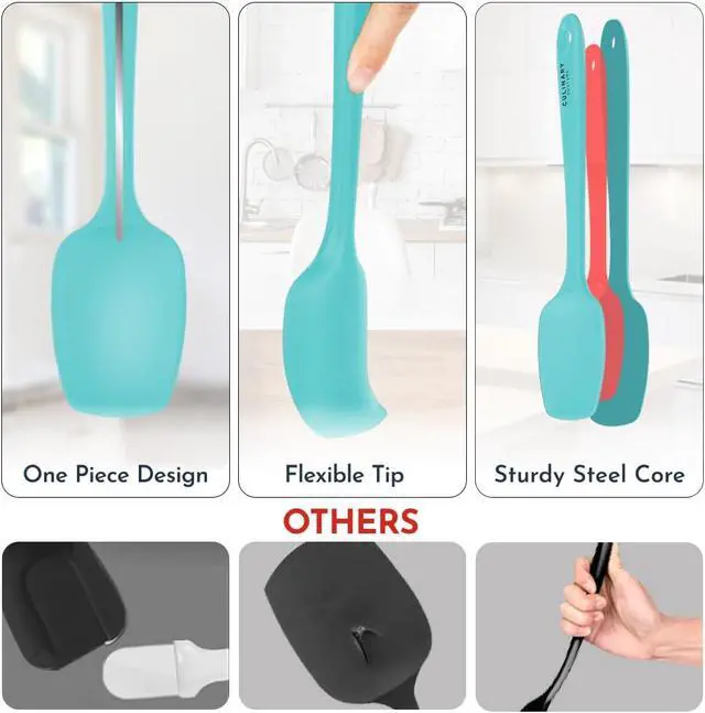 Alt view image 3 of 7 - 4-Piece Silicone Baking Spatula Set - Rubber Spatulas Silicone Heat Resistant, BPA-Free - Spatula Set for Nonstick Cookware - Baking Essentials