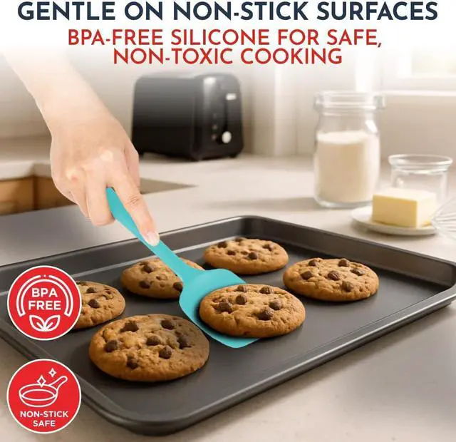 Alt view image 4 of 7 - 4-Piece Silicone Baking Spatula Set - Rubber Spatulas Silicone Heat Resistant, BPA-Free - Spatula Set for Nonstick Cookware - Baking Essentials