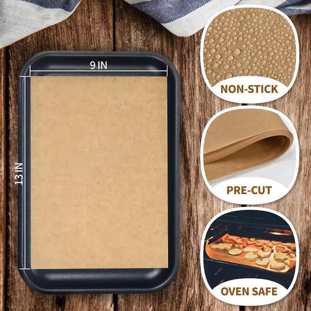 Alt view image 2 of 7 - 100Pcs Parchment Paper Sheets, 9x13 In Unbleached Parchment Paper for Baking Grilling Air Fryer and Steaming, Precut Non-Stick Parchment Baking Sheets in Quarter Size for Bread Cakes Cookies Kovpnor