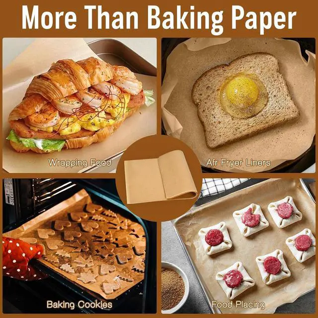 Alt view image 5 of 7 - 100Pcs Parchment Paper Sheets, 9x13 In Unbleached Parchment Paper for Baking Grilling Air Fryer and Steaming, Precut Non-Stick Parchment Baking Sheets in Quarter Size for Bread Cakes Cookies Kovpnor