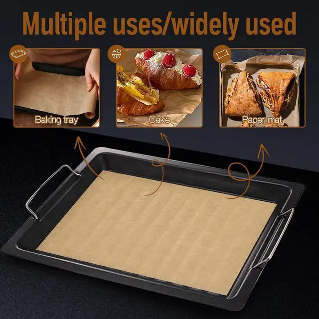Alt view image 6 of 7 - 100Pcs Parchment Paper Sheets, 9x13 In Unbleached Parchment Paper for Baking Grilling Air Fryer and Steaming, Precut Non-Stick Parchment Baking Sheets in Quarter Size for Bread Cakes Cookies Kovpnor