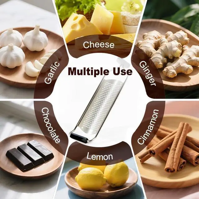 Alt view image 3 of 7 - Upgraded Lemon Zester & Cheese Grater, Food Grade Stainless Steel None-Slip Hand Fine Grater for Garlic, Ginger, and Chocolate, Durable and Easy-To-CleanDishwasher Safe