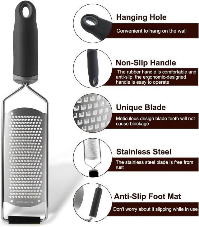 Alt view image 4 of 7 - Upgraded Lemon Zester & Cheese Grater, Food Grade Stainless Steel None-Slip Hand Fine Grater for Garlic, Ginger, and Chocolate, Durable and Easy-To-CleanDishwasher Safe
