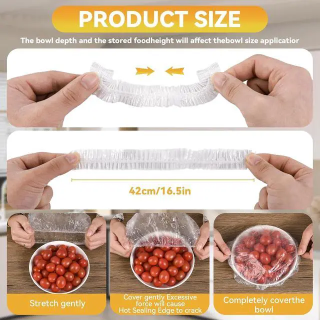 Alt view image 6 of 7 - 200pcs Bowl Covers Bread Proofing Reusable Large Shower Caps for Sourdough Bread Baking Rising Elastic Plastic Wrap for food Keep Food Fresh Outdoor Keeping Bags