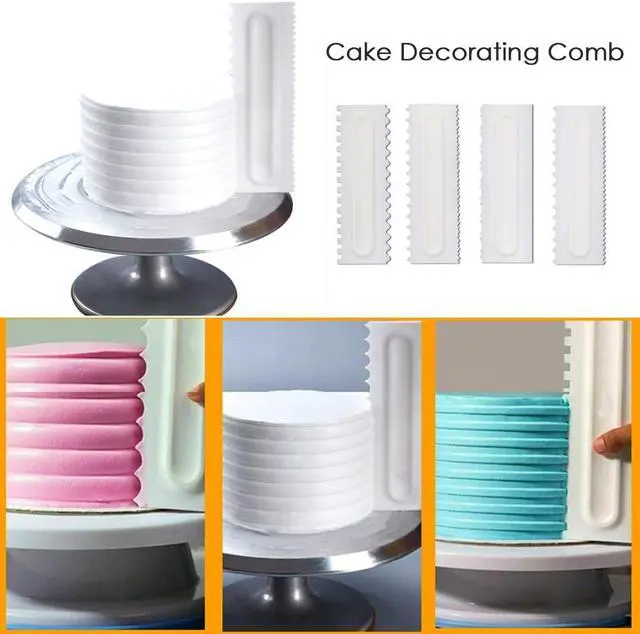 Alt view image 3 of 7 - Mwellewm 4 Pcs/set Cake Scraper Decorating Plastic Sawtooth Comb Mousse Butter Cream Cake Edge Tools Plastic Sawtooth Cake Icing Smoother Kitchen Baking Cake Edge DIY Tool