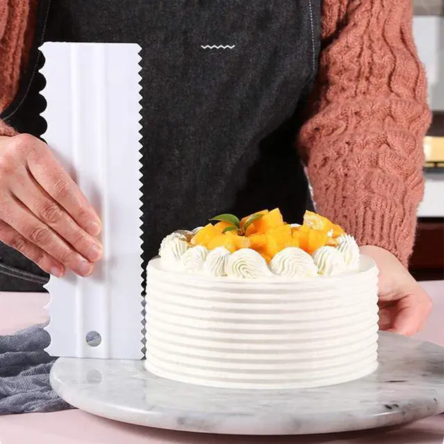 Alt view image 4 of 7 - Mwellewm 4 Pcs/set Cake Scraper Decorating Plastic Sawtooth Comb Mousse Butter Cream Cake Edge Tools Plastic Sawtooth Cake Icing Smoother Kitchen Baking Cake Edge DIY Tool