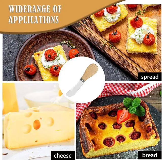 Alt view image 3 of 7 - 10 Piece Small Cheese Spreader Set, Stainless Steel Butter Spreader, Mini Butter Knife Spreader with Wooden Handle for Grill Plates, Sandwiches,Cocktail Spreaders, 4.7 inch