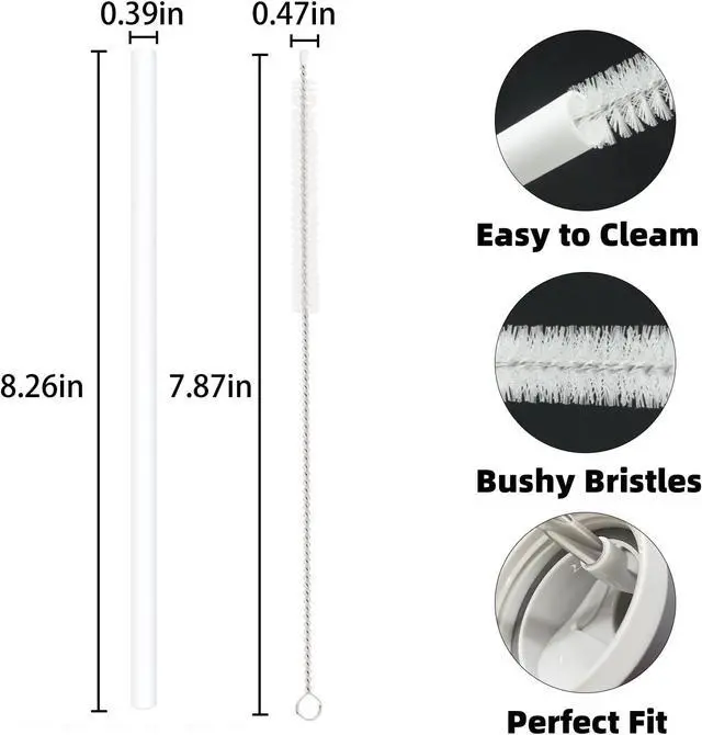 Alt view image 2 of 7 - Straw Replacement for Owala Water Bottle 24 oz 32 oz, Reusable Plastic Straws with 1 Cleaner Brush, BPA-free, Dishwasher Safe, Straw Accessories Compatible with Owala Water Bottle