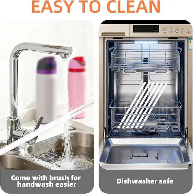 Alt view image 6 of 7 - Straw Replacement for Owala Water Bottle 24 oz 32 oz, Reusable Plastic Straws with 1 Cleaner Brush, BPA-free, Dishwasher Safe, Straw Accessories Compatible with Owala Water Bottle