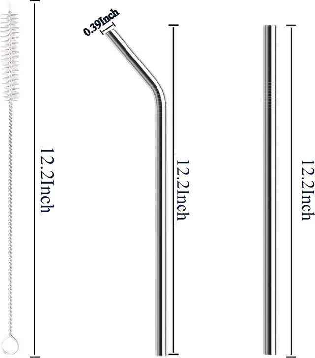 Alt view image 2 of 5 - 6 Pack Stainless Steel Straw Replacement 40 oz for Stanley Tumbler3 Straight +3 Curved Reusable Metal Straws with 2 Cleaning Brush Compatible with Stanley 40oz Stanley Cup Tumbler