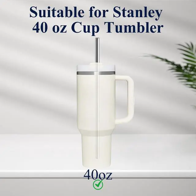 Alt view image 3 of 5 - 6 Pack Stainless Steel Straw Replacement 40 oz for Stanley Tumbler3 Straight +3 Curved Reusable Metal Straws with 2 Cleaning Brush Compatible with Stanley 40oz Stanley Cup Tumbler