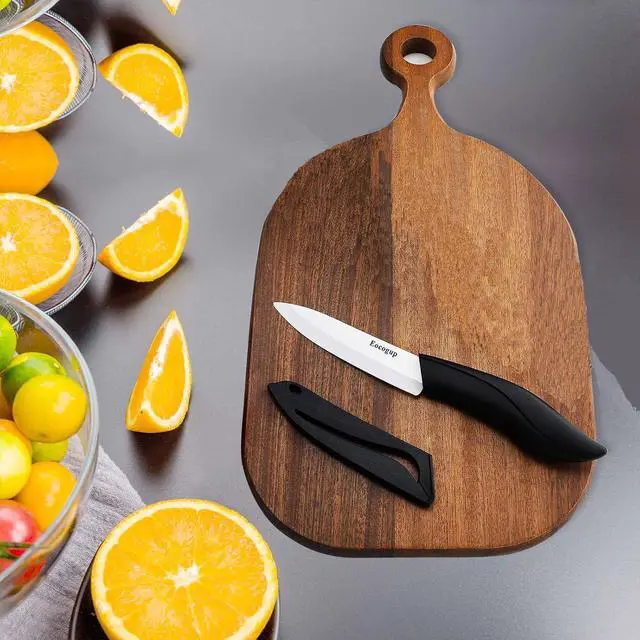 Alt view image 7 of 7 - Eocogup Ceramic Knife 4", Sharp Paring Knife with Large ABS Handle, Black | Ultra sharp ceramic paring knife for fruit & vegetable prep, durable food grade blade, comfortable large grip, easy to clean