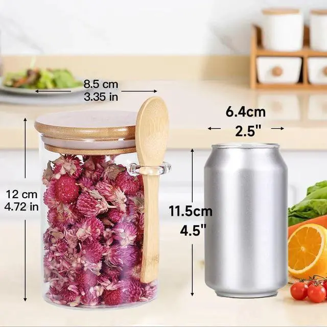 Alt view image 2 of 7 - Airtight Food Storage Containers with Bamboo Lids and Spoon for Coffee Beans, Flour, Cookie, Sugar, Tea, Nuts and Spice Bath salt and more(1 Pack)