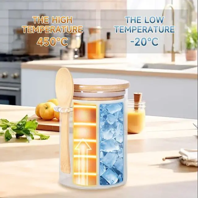 Alt view image 3 of 7 - Airtight Food Storage Containers with Bamboo Lids and Spoon for Coffee Beans, Flour, Cookie, Sugar, Tea, Nuts and Spice Bath salt and more(1 Pack)