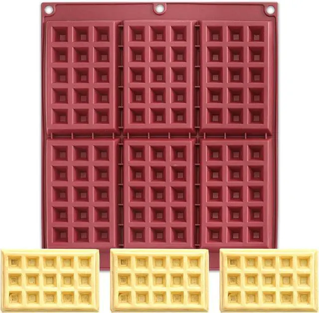 Main image of Silicone Waffle Baking Mold Tray, 6-Cavity, 25 x 29.2 cm | Non-Stick Surface, Oven Safe, Easy Demold, Reusable Tray, Rectangular Cavities